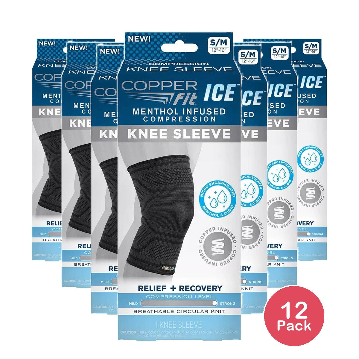Copper Fit Knee Compression Sleeve 3.68Oz (Pack of 12)