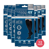 Copper Fit womens Ice Menthol Infused Compression Socks Black Large X 1 Pair 3.21Oz (Pack of 12)