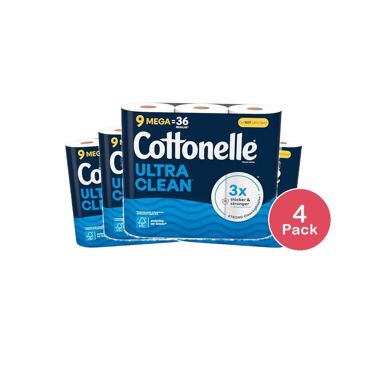 Cottonelle Ultra Clean Toilet Paper 9 pack 41.6oz (Pack of 4)