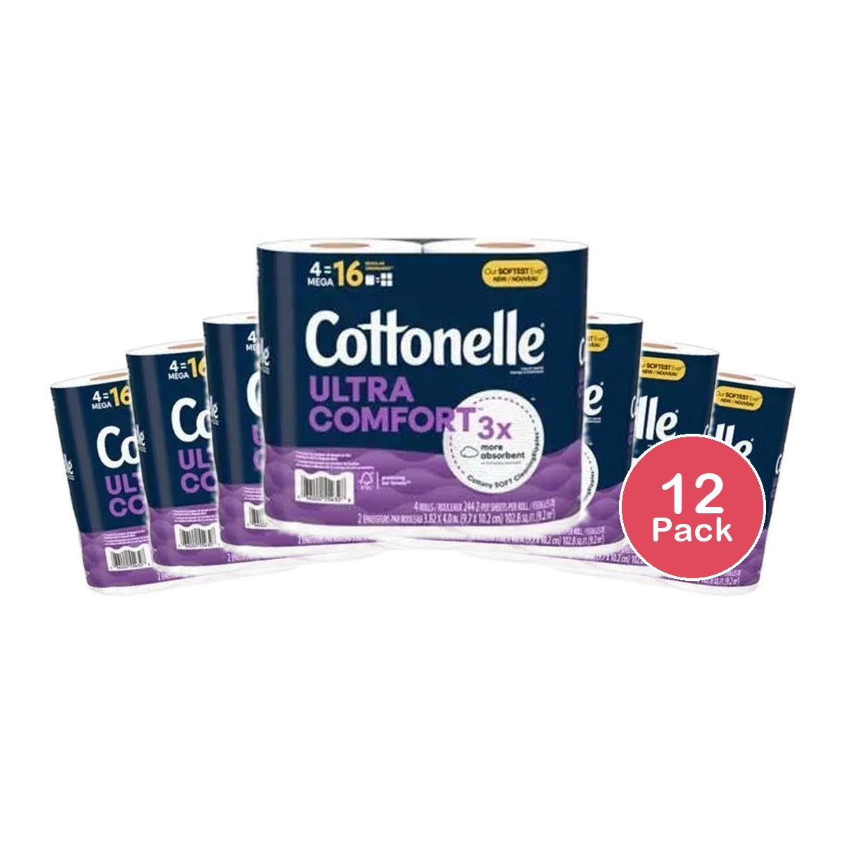 Cottonelle Ultra Comfort Toilet Paper 4 pack 17.6oz(Pack of 12)