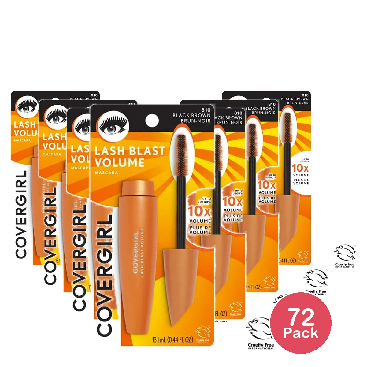 Cover Girl Lashblast Volume Mascara Black Brown #810 0.44Oz (Pack of 72)