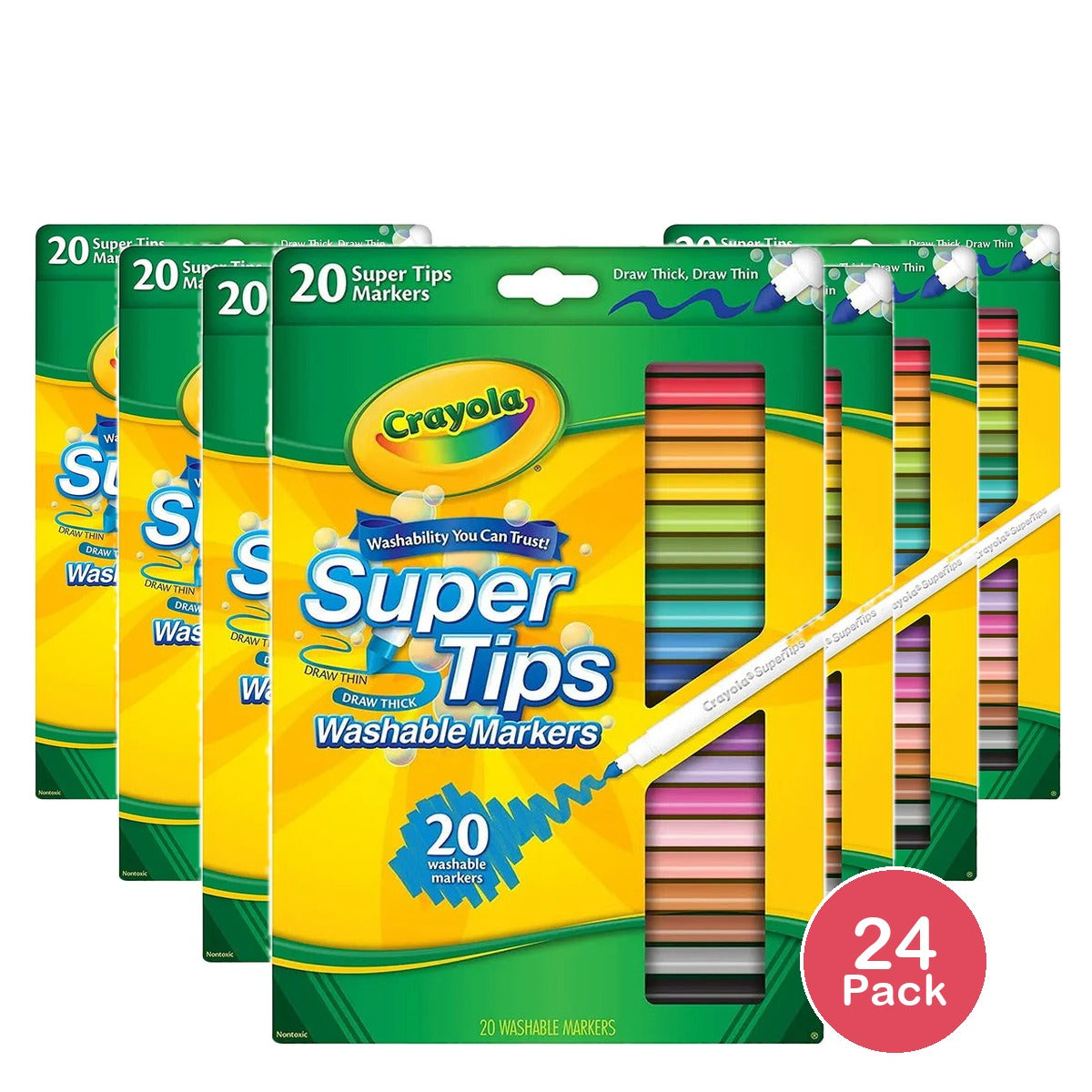 Crayola Super Tips Markers Washable Markers 20 Count 7oz (Pack of 24)