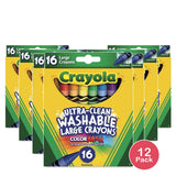 Crayola Ultra Clean Washable Color Max Nontoxic Large Crayons 6.2oz (Pack of 12)