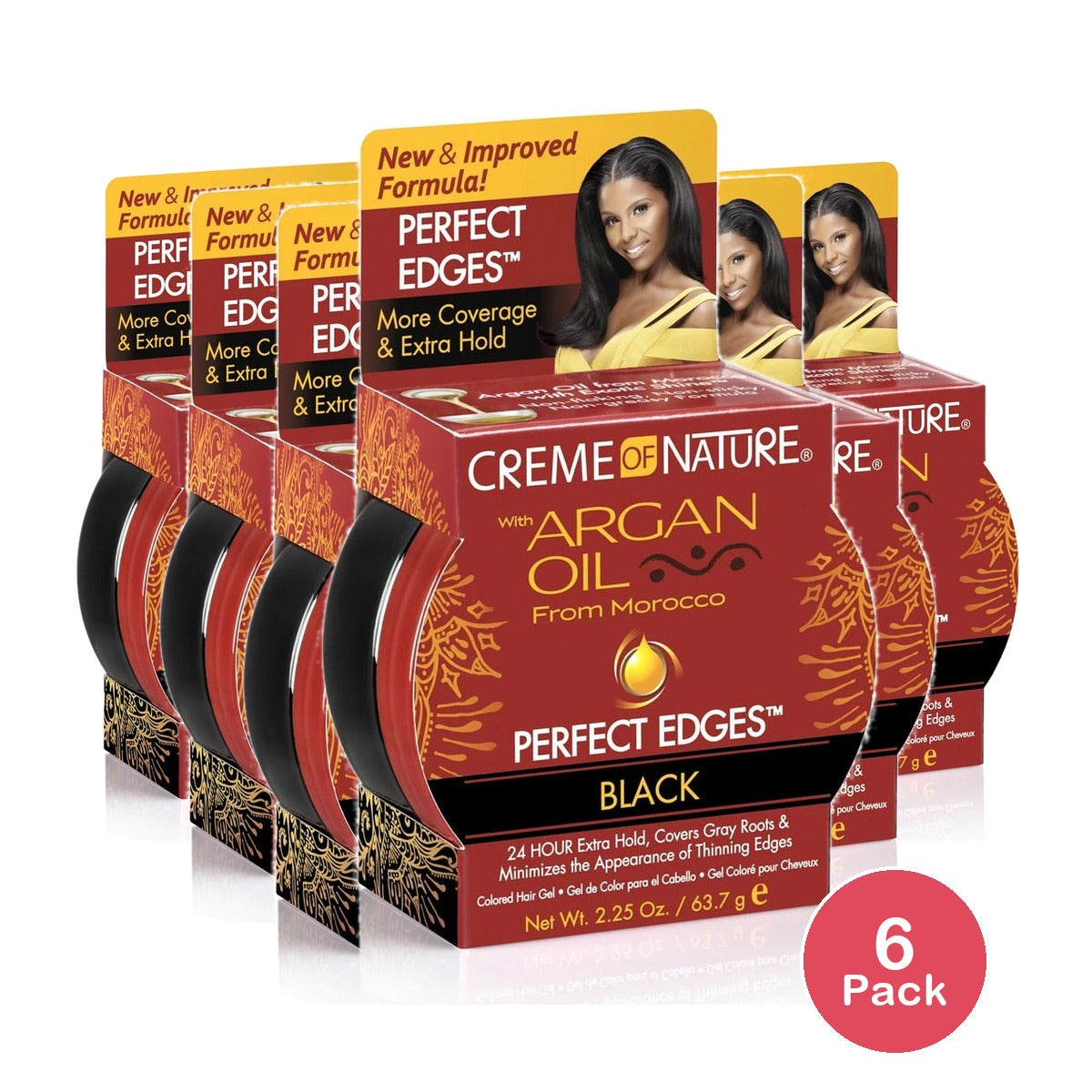 Creme of Nature Argan Oil Perfect Edges Black 2.25 Oz (Pack of 6)