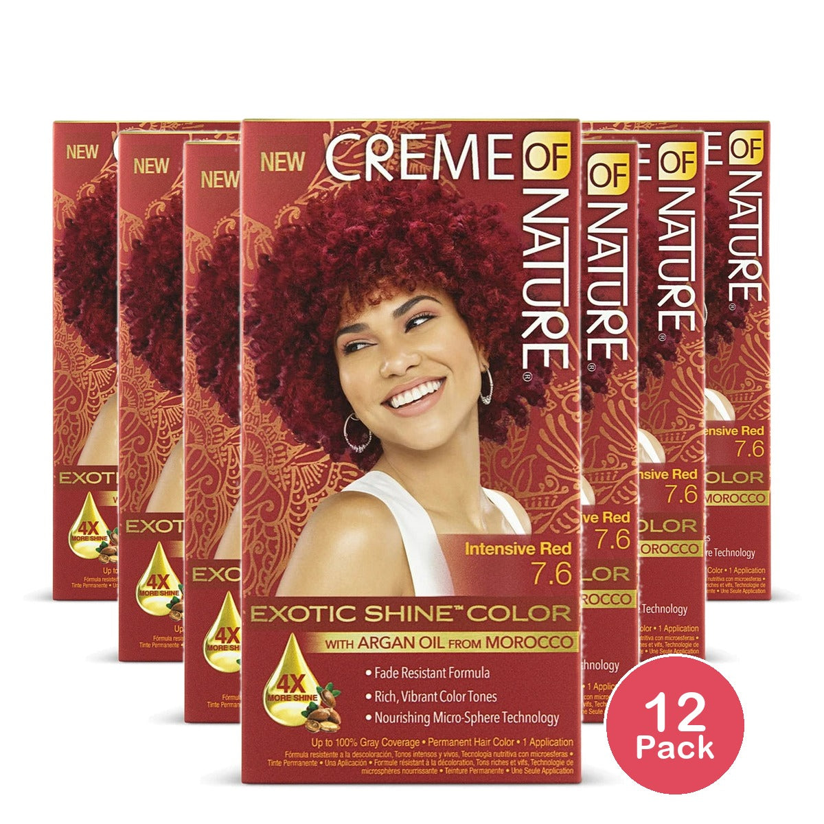 Creme of Nature Exotic Shine Color With Argan Oil, Intensive Red 7.6, 1 ea (Pack