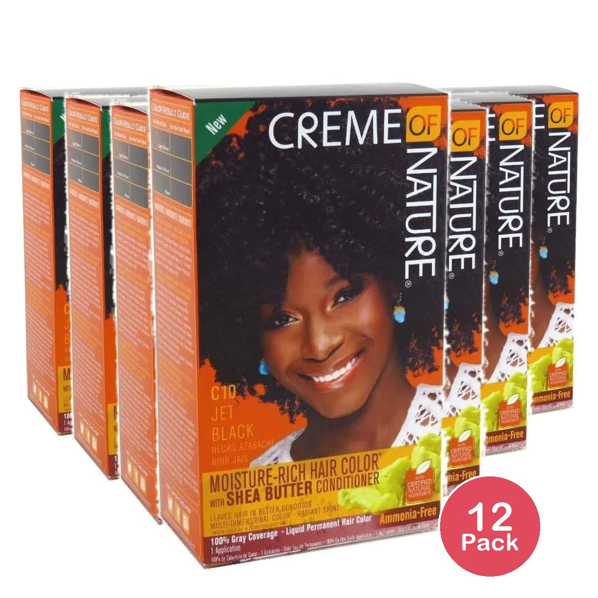 Creme of Nature Moisture-Rich Permanent Hair Color Jet Black (Pack of 12)