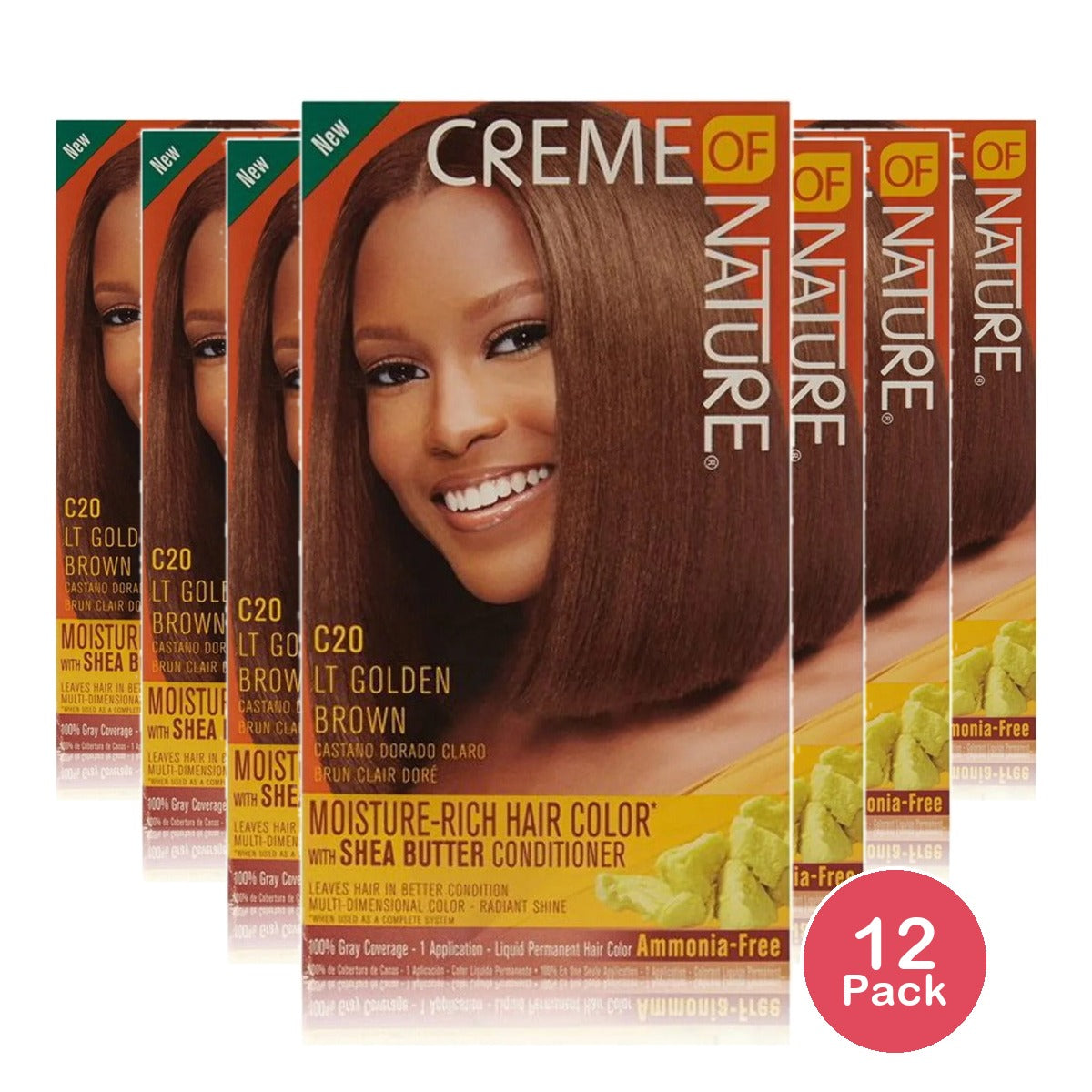 Creme of Nature Permanent Hair Color Light Golden Brown (Pack of 12)