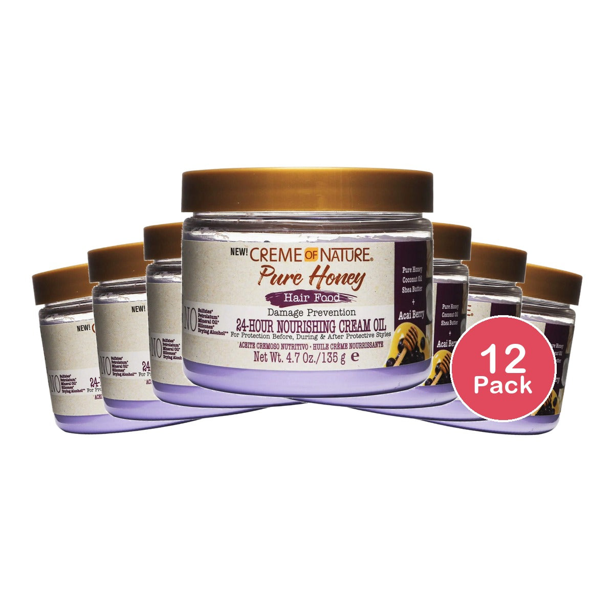 Creme of Nature Pure Honey Hair Food Cream 4.7 Oz (Pack of 12)