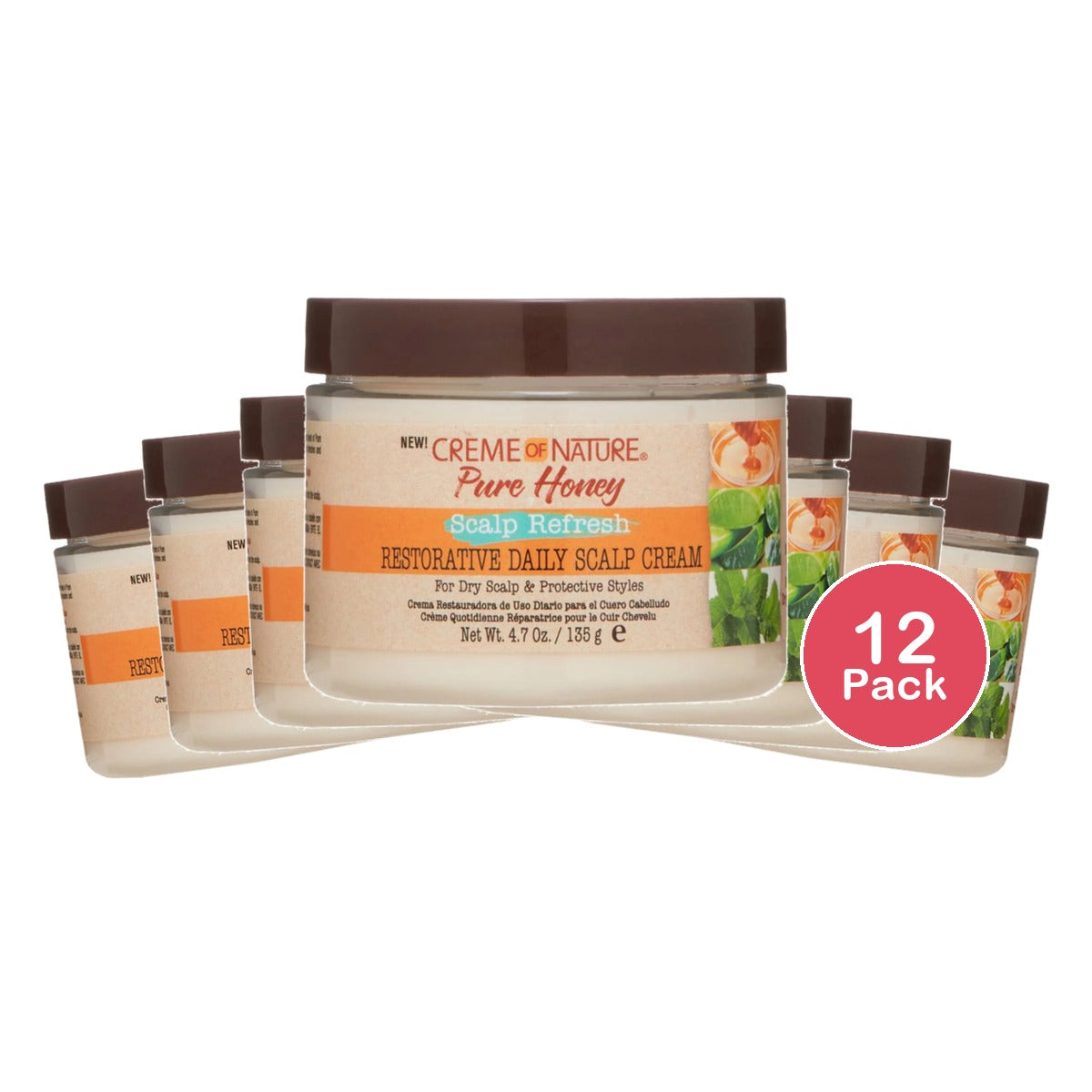 Creme of Nature Pure Honey Scalp Cream 4.7 Oz (Pack of 12)