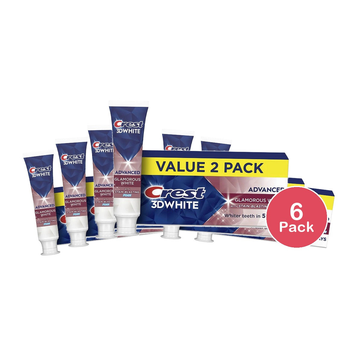 Crest 3D White Advanced Glam White Toothpaste 3.3 Oz (Pack of 6)