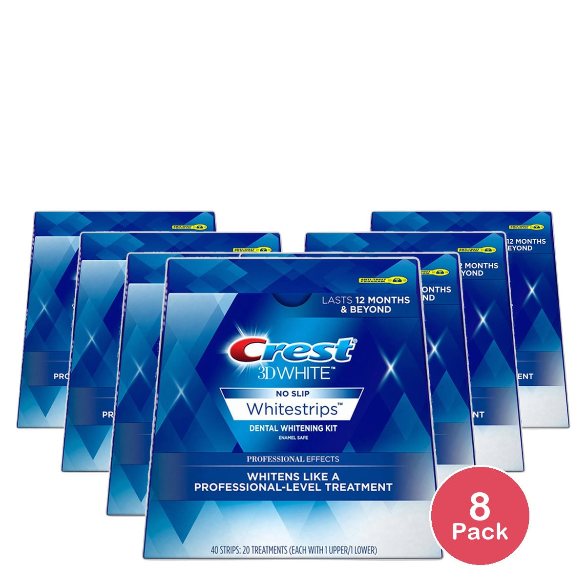 Crest 3D White No Slip Whitestrips Dental Whitening Kit 0.8Oz(Pack Of 8)