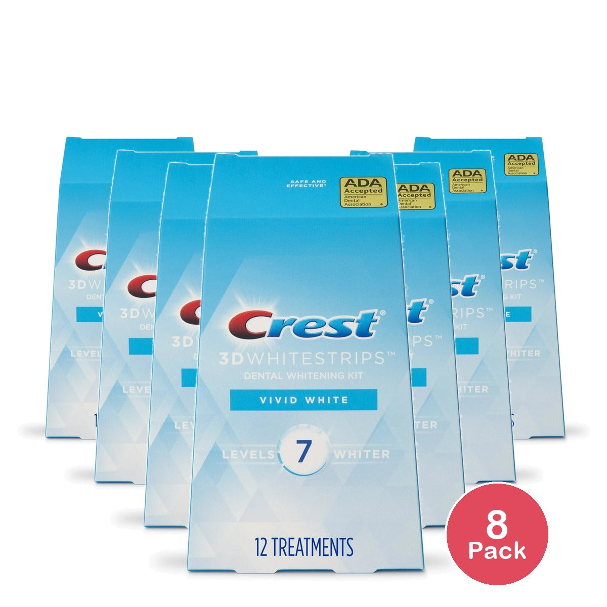 Crest 3D White Whitestrips Classic Vivid Teeth Whitening Kit - 12 Treatments (Pack of 8)