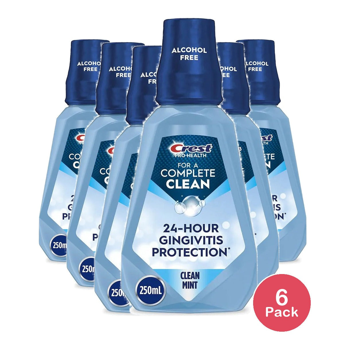 Crest Pro-Health Alcohol Free Mouthwash Clean Mint 8.4 Oz (Pack of 6)