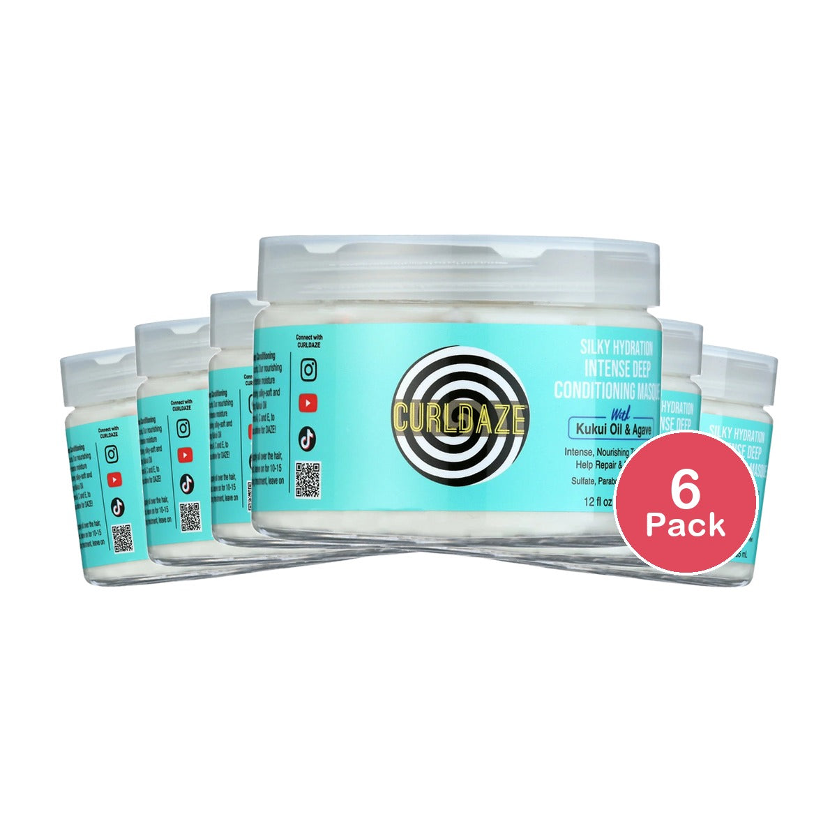 Curldaze Silky Hydration Intense Deep Conditioning Masque with Kukui Oil and Agave Hair Mask  12. Oz (Pack of 6)