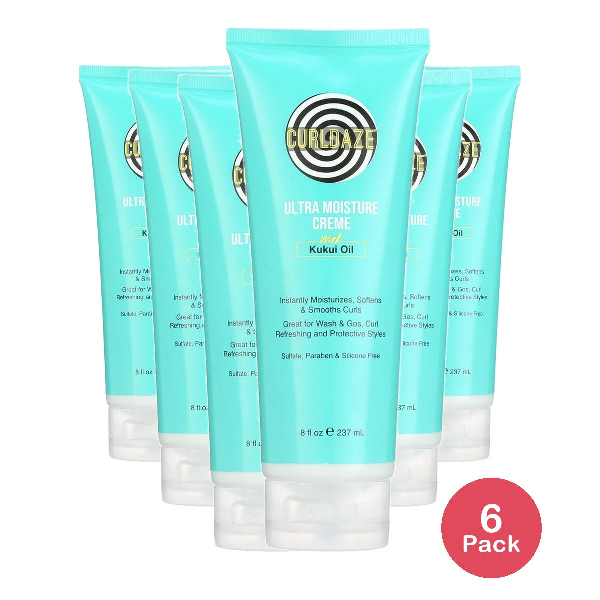 Curldaze Ultra Moisture Creme with Kukui Oil – 8 Fl. Oz (Pack of 6)