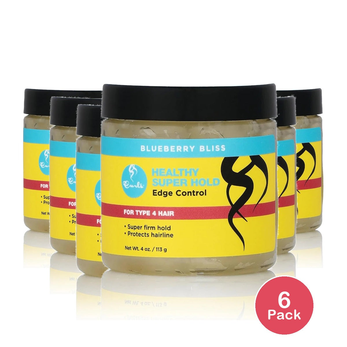 CURLS Blueberry Bliss Super Hold Edge Control, 4 Fl. Oz (Pack of 6)