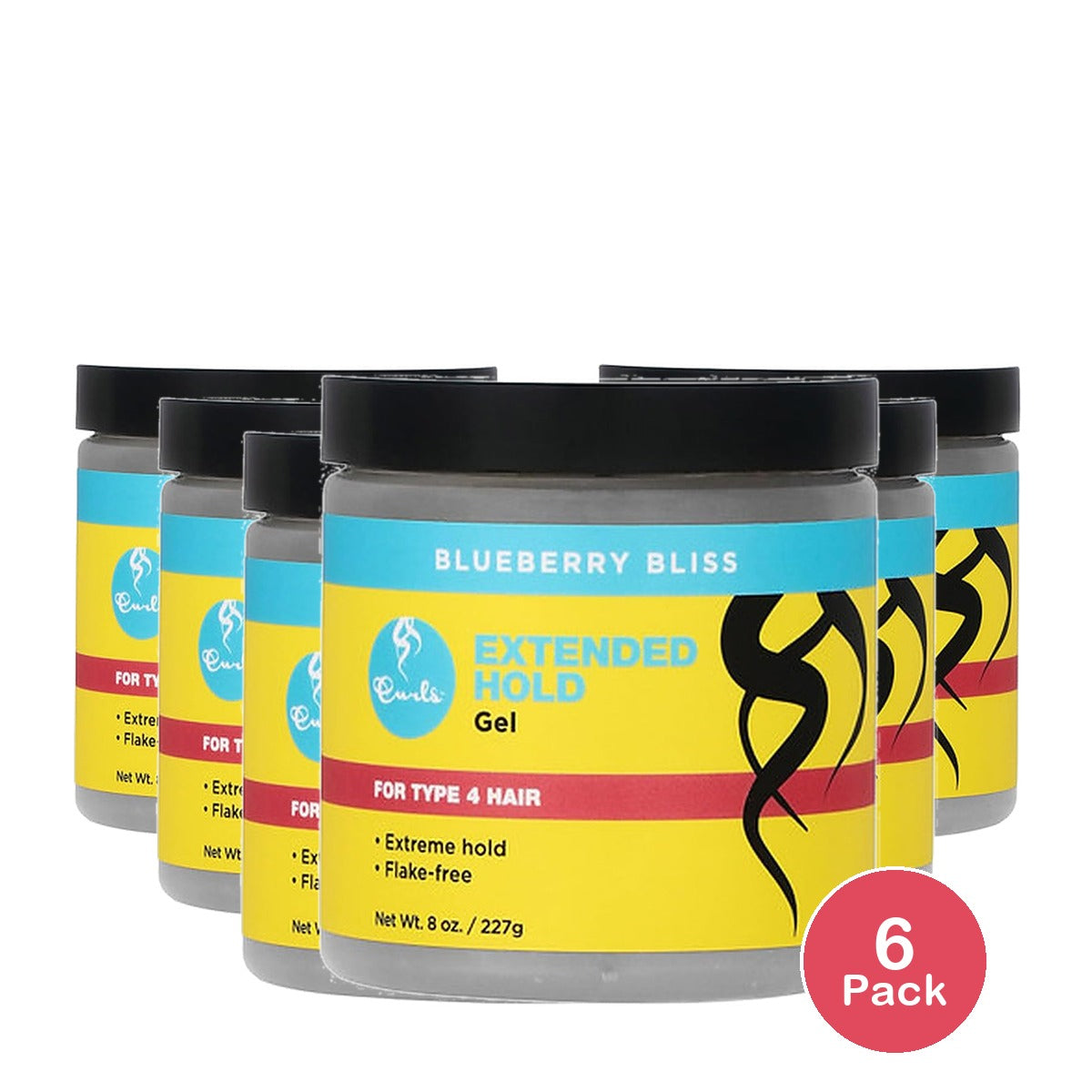 Curls Blueberry Hold Curl Gel 8 Oz (Pack of 6)