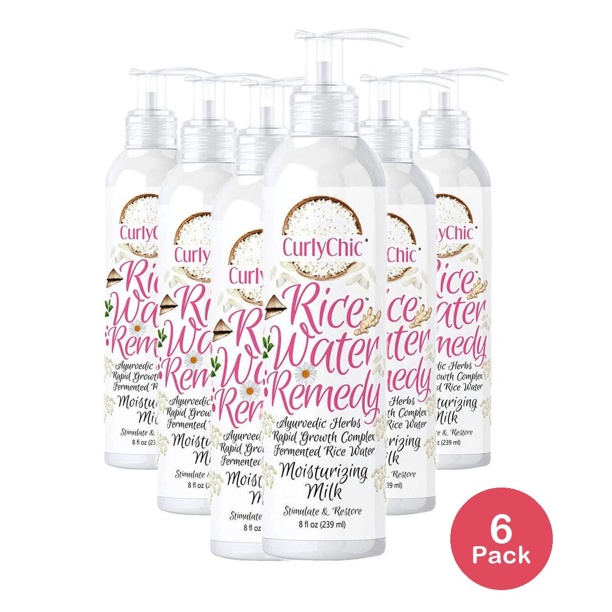 CurlyChic Rice Water Remedy Moisturizing Milk - 8 oz 8 Fl. Oz (Pack of 6)