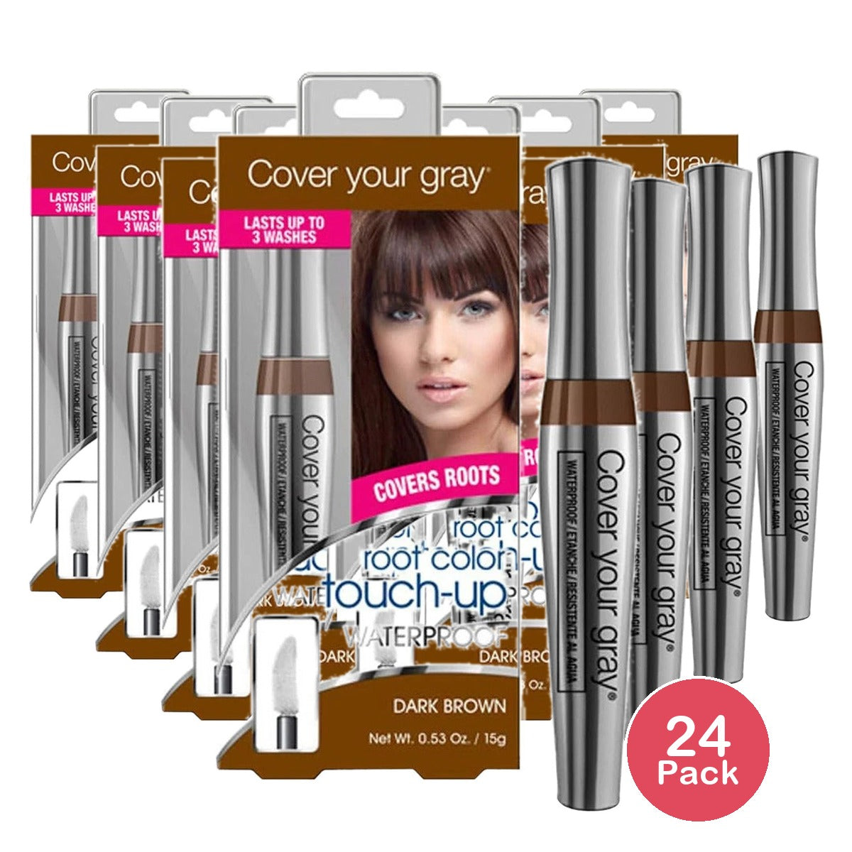 CYG Waterproof Root Touch-up -- Dark Brown 0.53 Oz (Pack of 24)