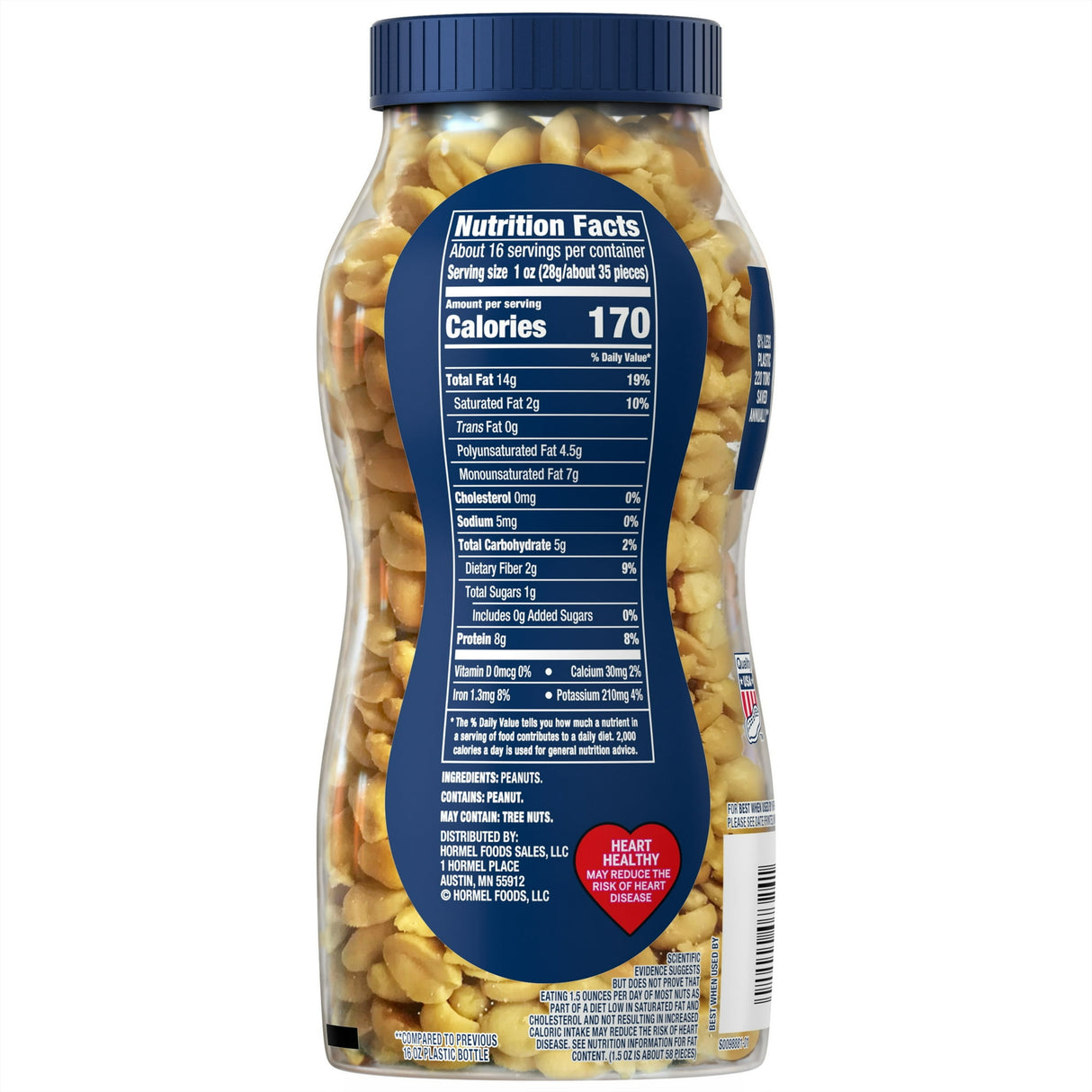Planters Unsalted Dry Roasted Peanuts 16 OZ (Pack of 12)