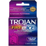 Trojan Pleasures Fire And Ice Dual Action Lubricant Premium Latex Condoms 0.64oz (Pack of 48)