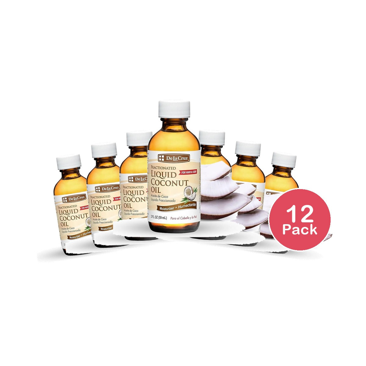 De La Cruz Fractionated Liquid Coconut Oil 2 Fl Oz (Pack of 12)