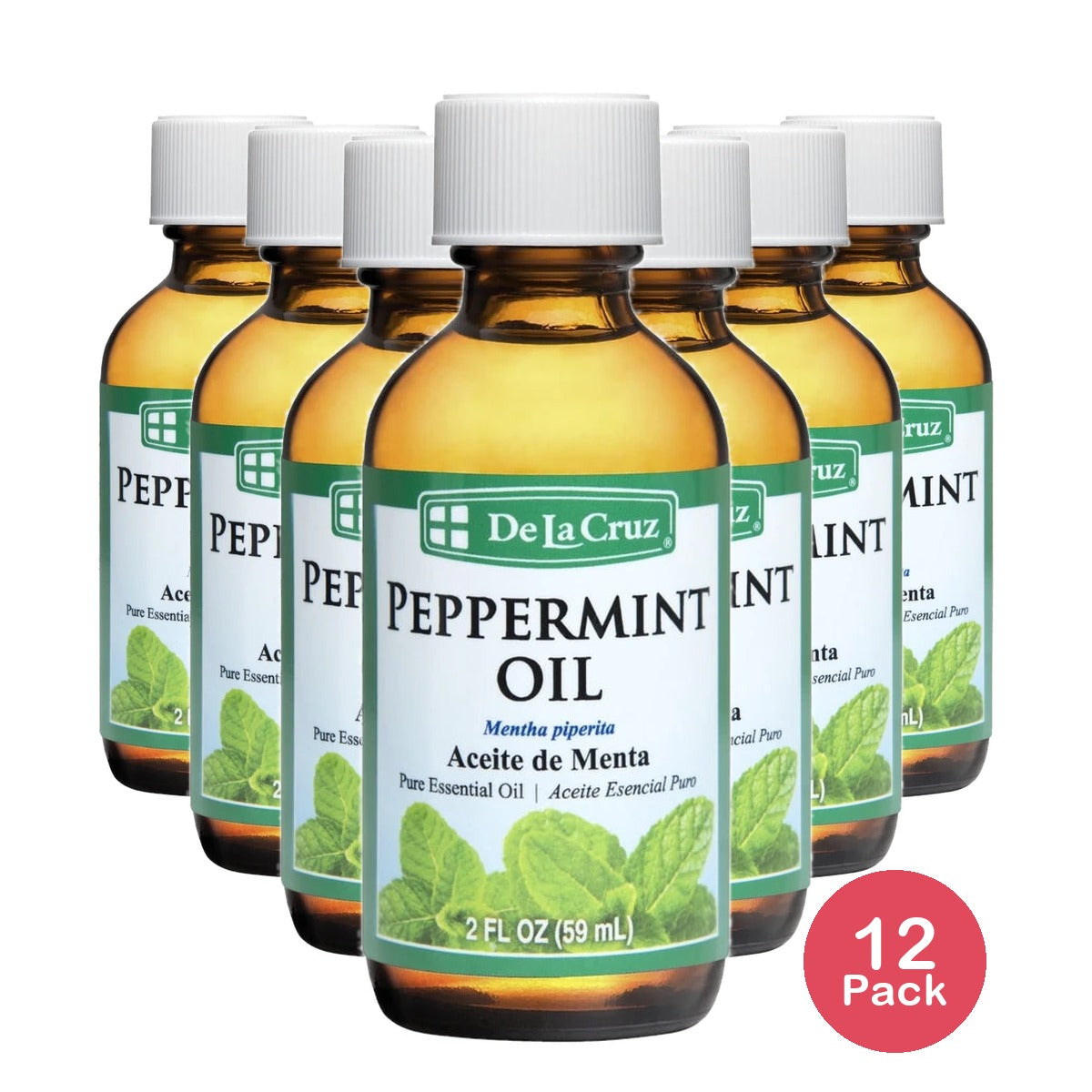 De La Cruz Peppermint Oil Fragrance Essential Oils for Aromatherapy Diffuser and 2. Oz (Pack of 12)