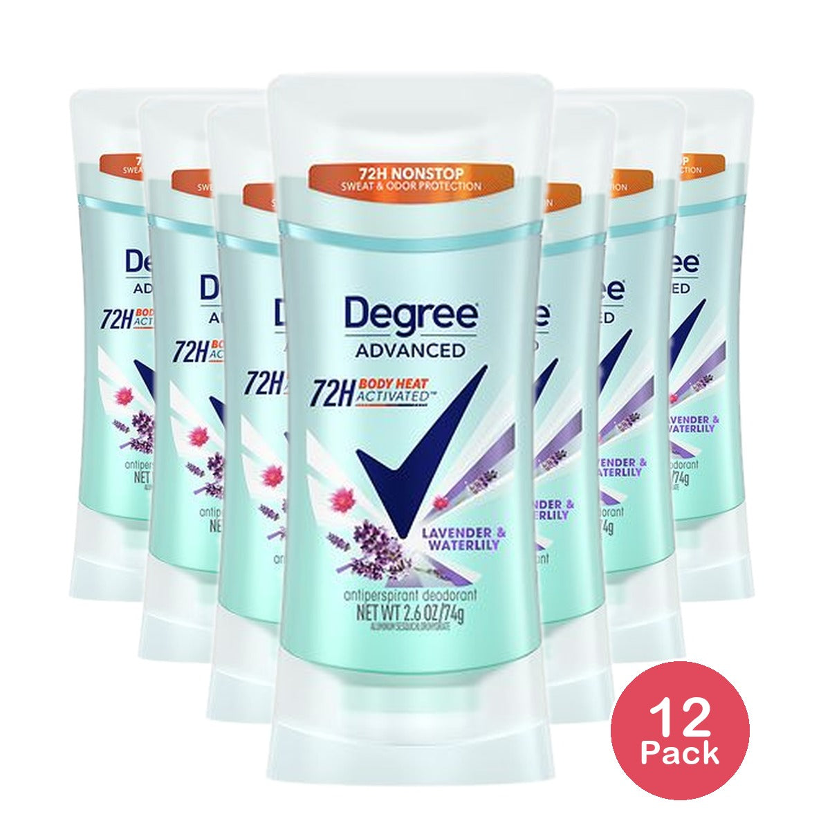 Degree Advanced Women's Antiperspirant Deodorant Stick Lavender & Waterlily 2.6 OZ (Pack of 12)