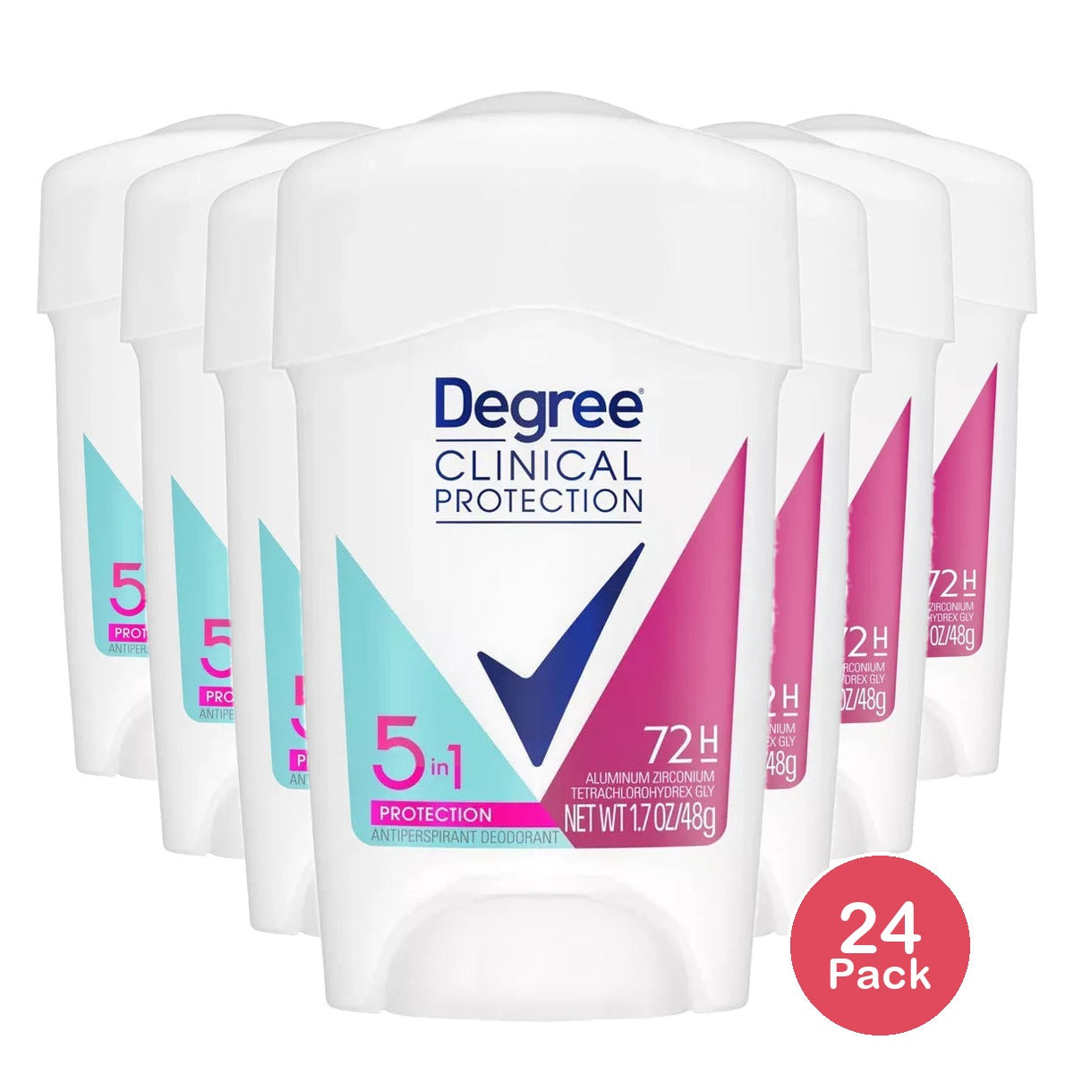 Degree Clinical Protection Antiperspirant Deodorant 5-In-1 Protection 1.7Oz (Pack of 24)