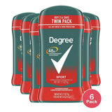Degree Men Sport 48-Hour Antiperspirant & Deodorant Stick 2.7Oz (Pack of 6)