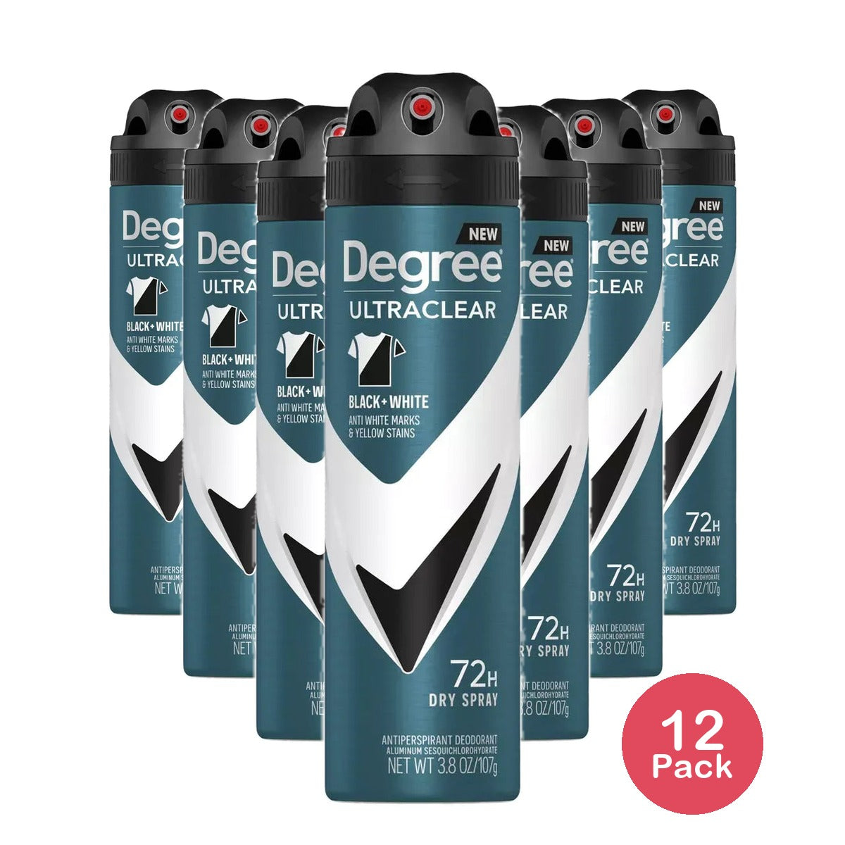Degree Men UltraClear Black+White Antiperspirant & Deodorant Dry Spray 3.8Oz (Pack of 12)
