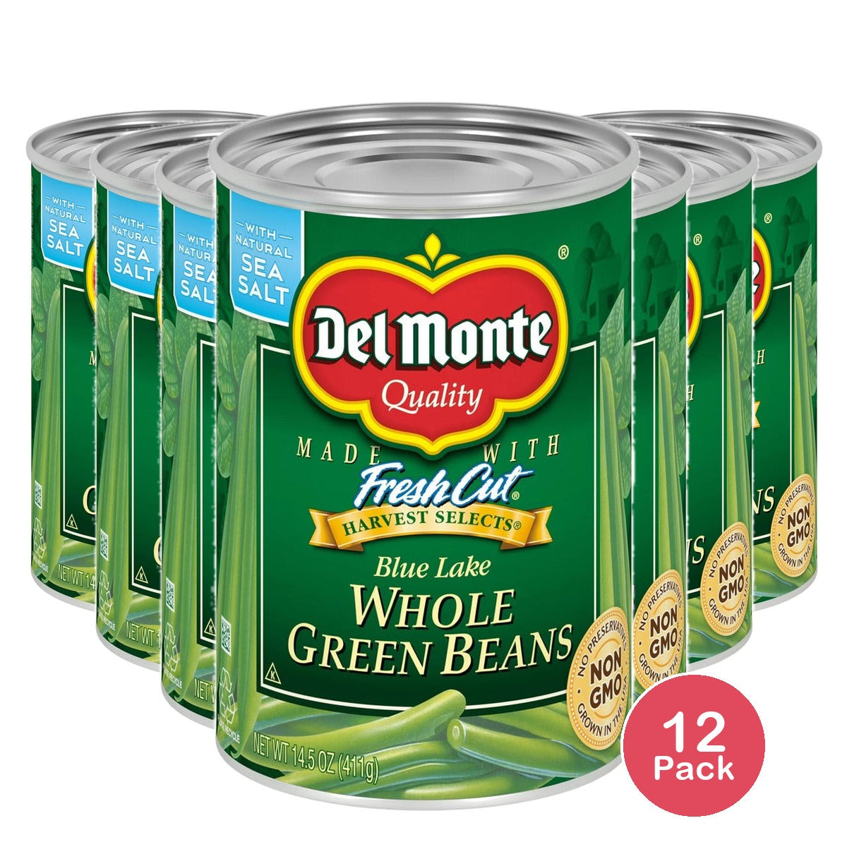 Del Monte Blue Lake Whole Green Beans 14.5 Oz (Pack of 12)
