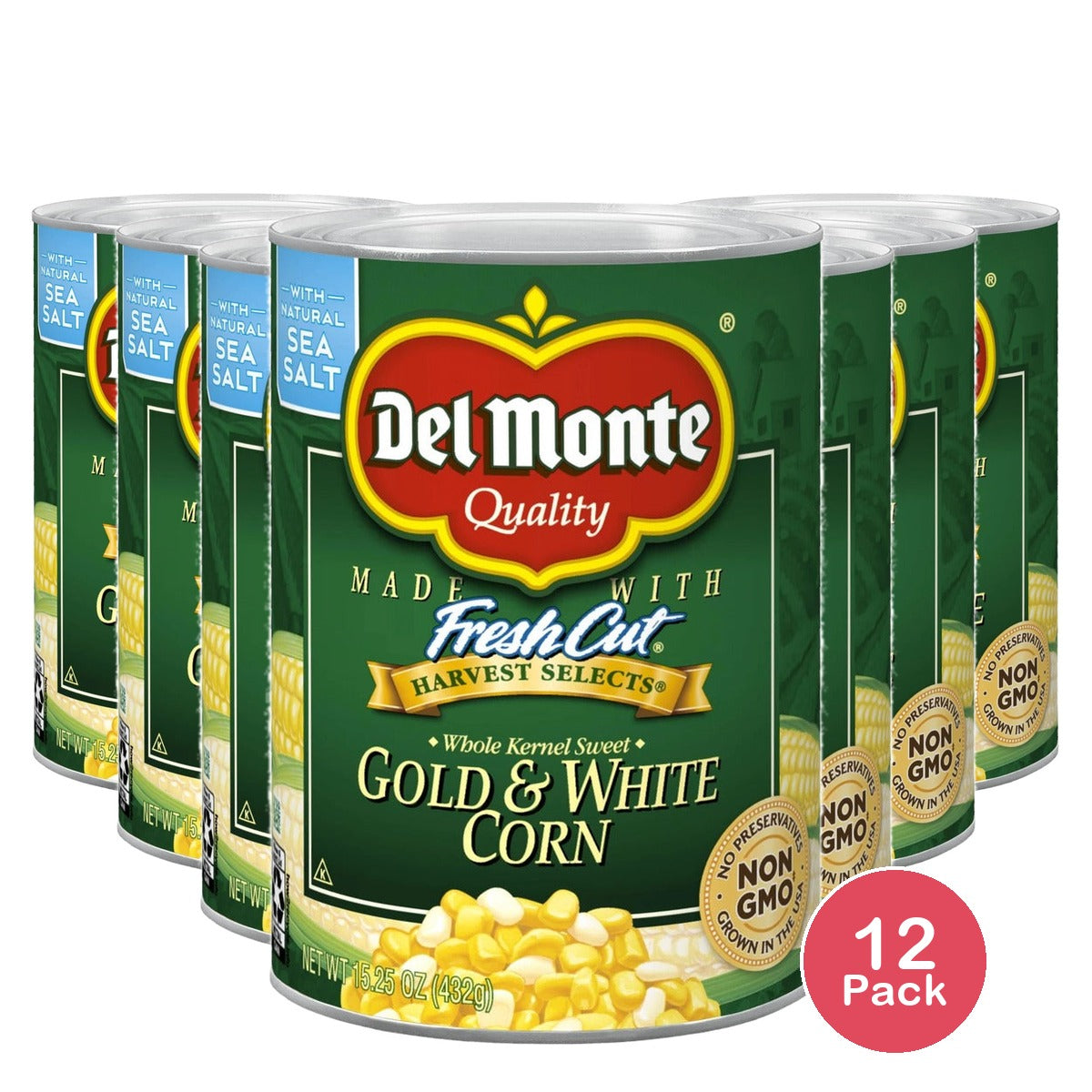 Del Monte Whole Kernel Sweet Gold & White Corn 15.25 Oz (Pack of 12)