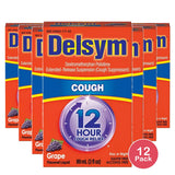 Delsym 12 Hr Cough Relief Liquid - Dextromethorphan - Grape - 3 fl oz (Pack of 12)