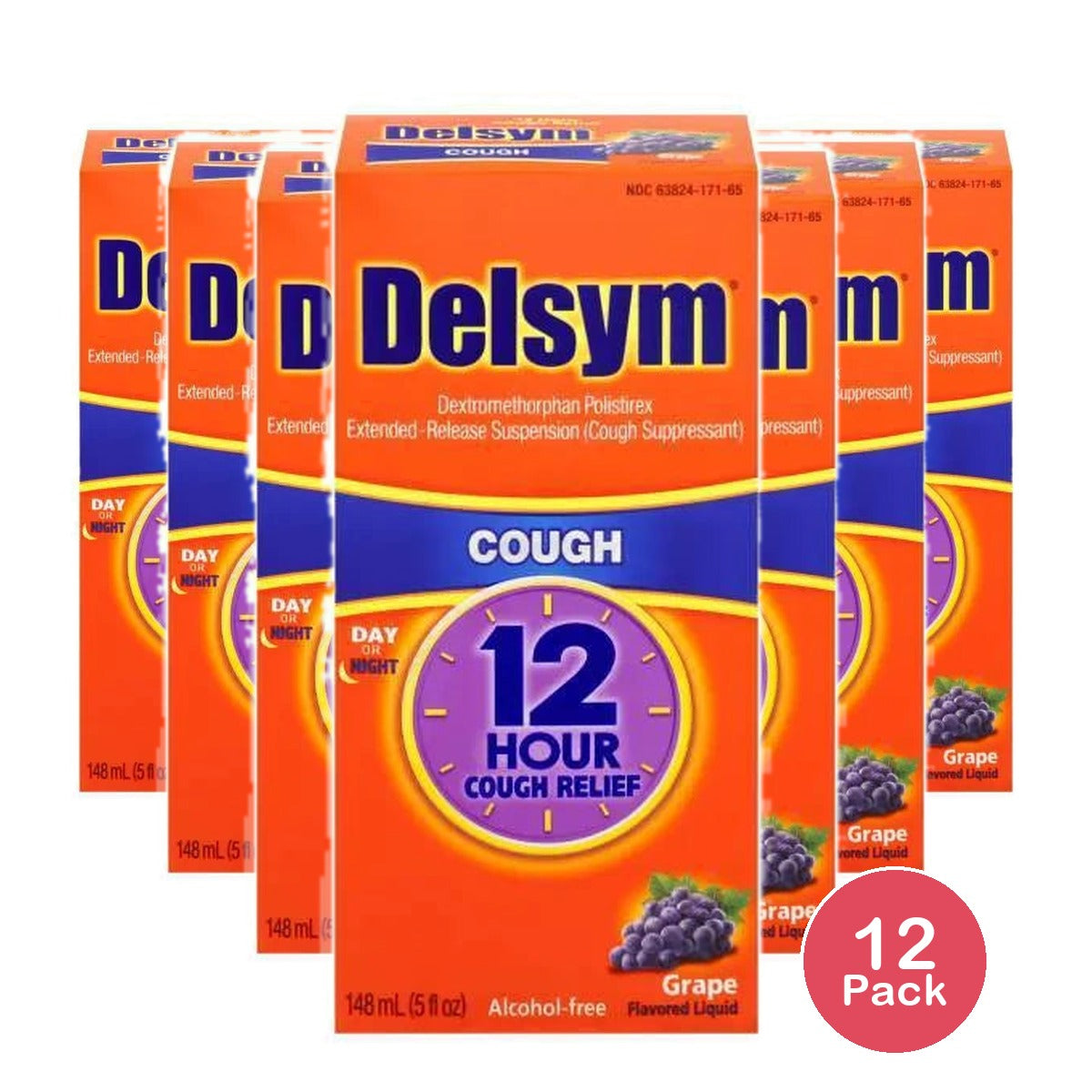 Delsym Cough Relief Liquid - Grape - 5 fl oz (Pack of 12)