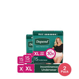 Depend Fresh Protection Adult Incontinence Underwear for Women Maximum XL Blu (Pack of 2)