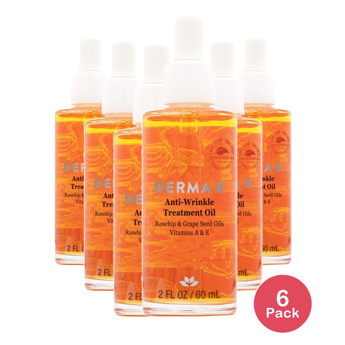 Derma E Anti-Wrinkle Retinol Facial Oil With Rosehip Grape Seed Vitamin E Veg 2 Oz (Pack Of 6)