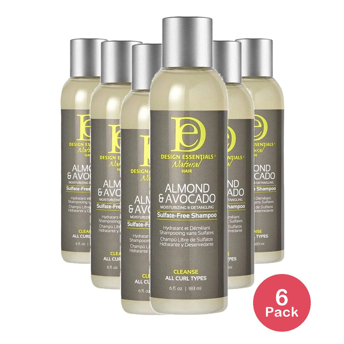 Design Essentials Natural Hair Almond Avocado Sulfate-Free Shampoo - Choose Size 6 Oz (Pack of 12)