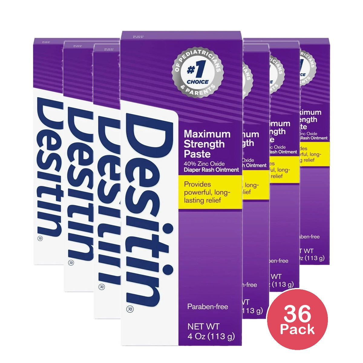 Desitin Maximum Strength Baby Diaper Rash Cream with Zinc Oxide 4Oz (Pack of 36)