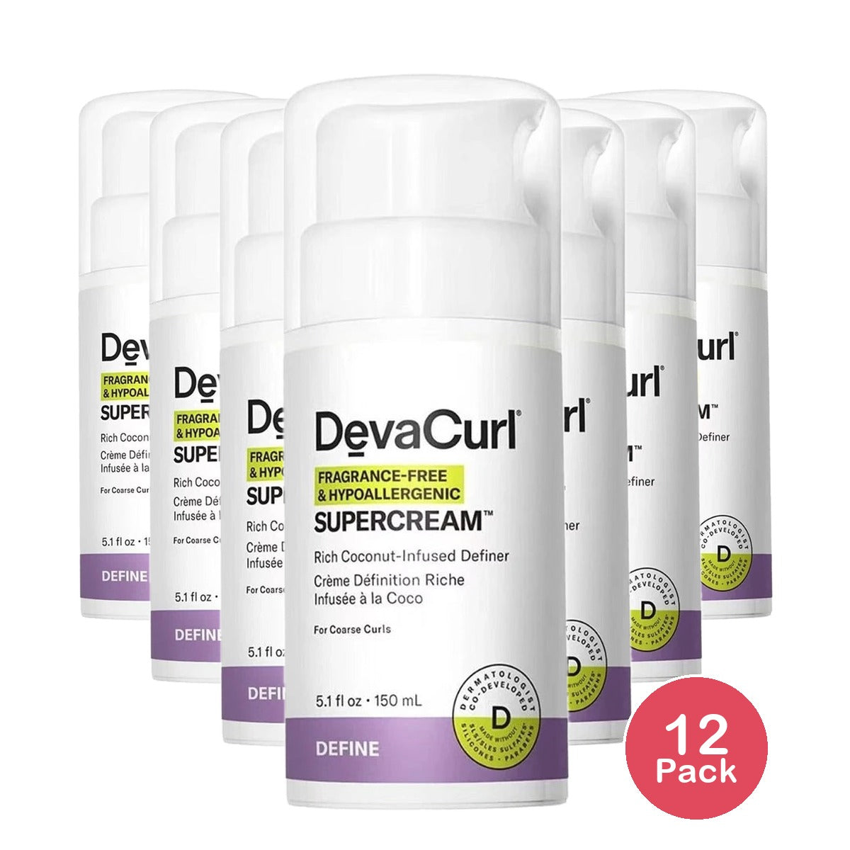 DEVACURL FRAGRANCE-FREE & HYPOALLERGENIC SUPERCREAM 5.1 Fl.Oz (Pack of 12)