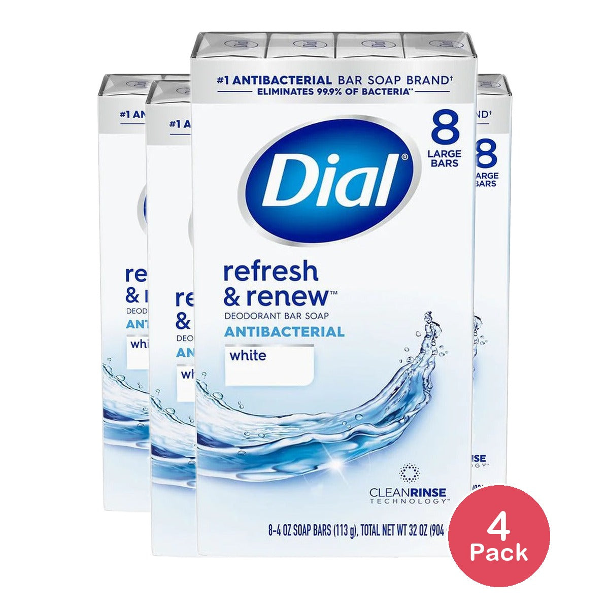 Dial Antibacterial Bar Soap White 4 Oz (Pack of 4)