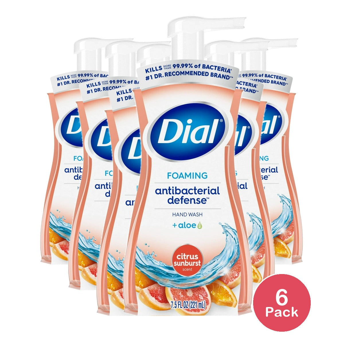 Dial Antibacterial Foaming Hand Wash Citrus Sunburst 7.5 FL OZ (Pack of 6)