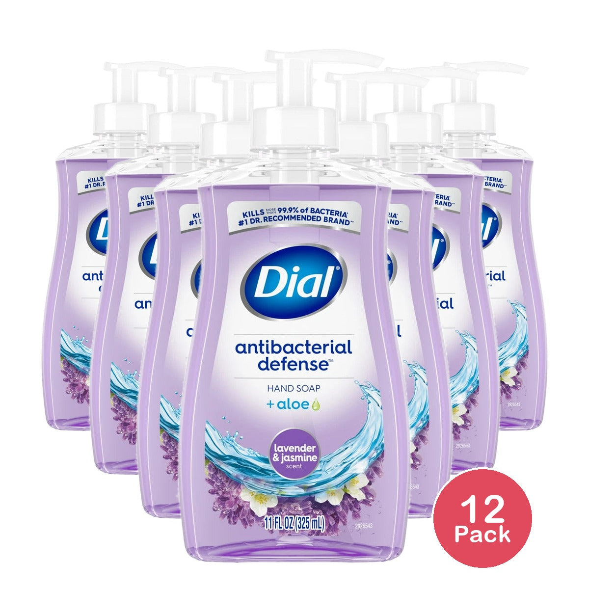 Dial Antibacterial Liquid Hand Soap Lavender & Jasmine Scent 11 fl Oz (Pack of 12)