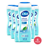 Dial Body Wash Refresh & Renew Spring Water 16 FL OZ (Pack of 6)