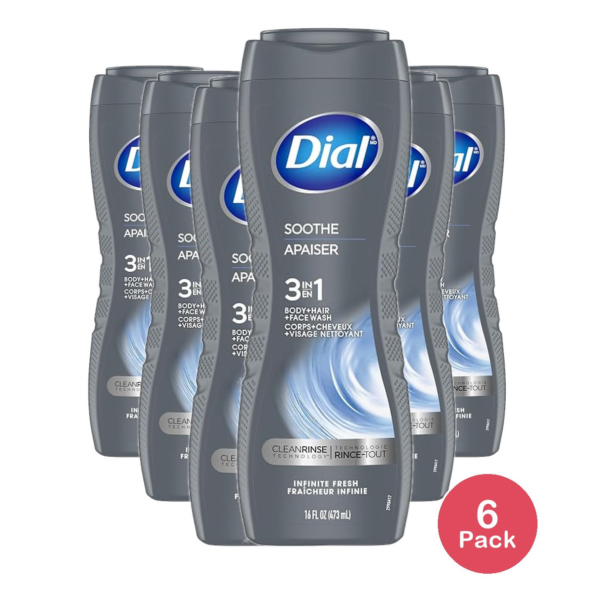 Dial Infinite Fresh Body Wash for Men 16 Oz (Pack of 6)