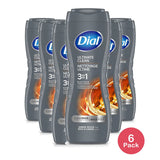 Dial Men 3-in-1 Body, Hair and Face Wash 16 Oz (Pack of 6)