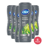 Dial Men Recharge 3-in-1 Body Wash 16 Oz (Pack of 6)