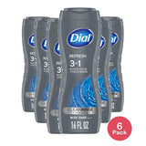 Dial Refresh 3-in-1 Men's Body Wash 16 Oz (Pack of 6)