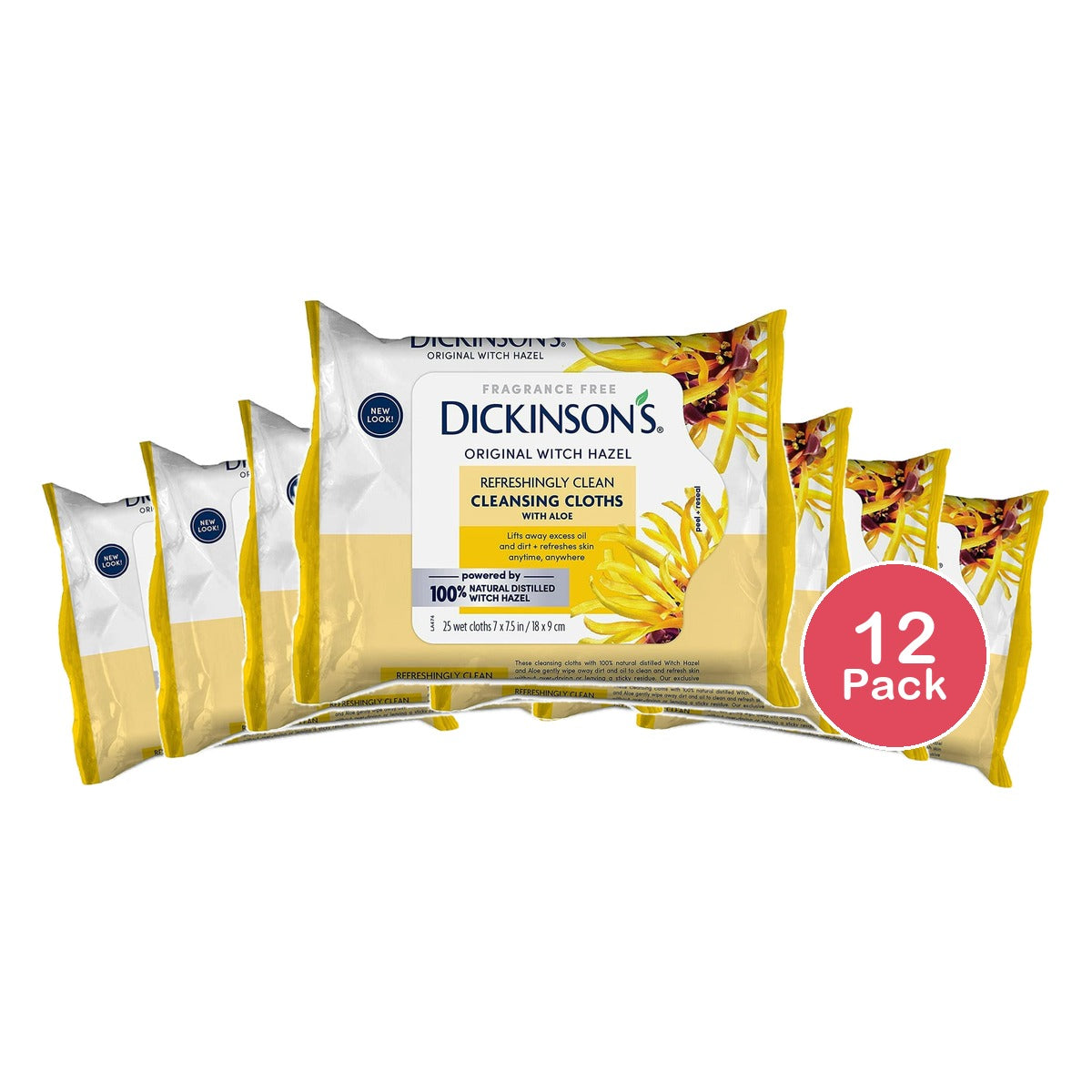 Dickinson's Refreshingly Clean Cleansing Cloths 25ct (Pack of 12)