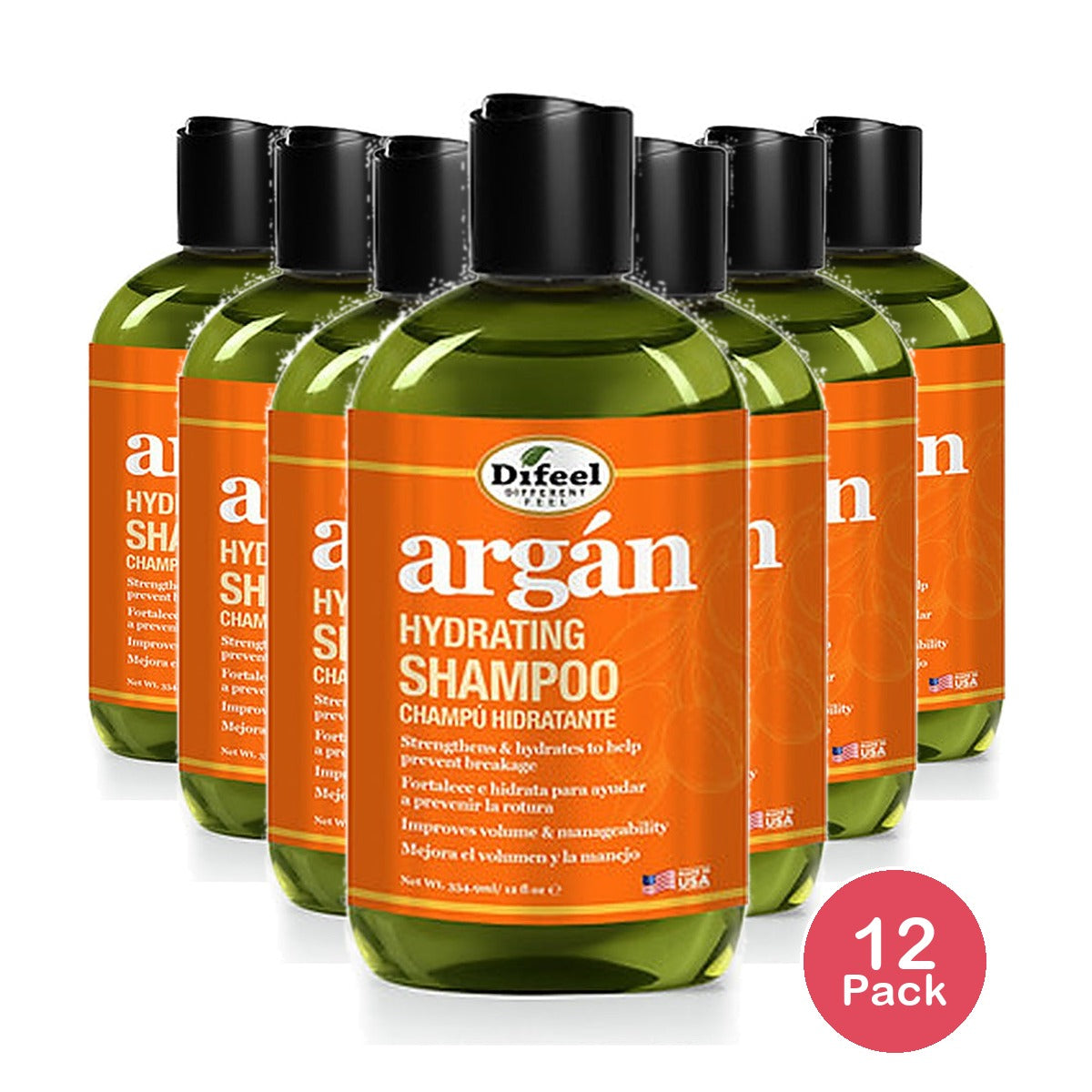 Difeel Argan Hydrating Shampoo 12 Oz (Pack of 12)